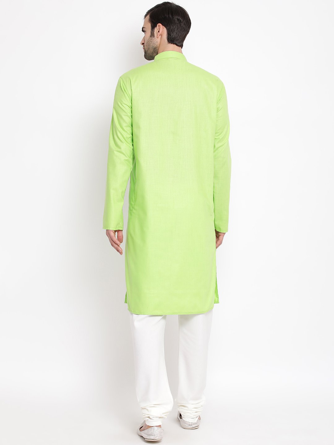 Men's Green Cotton Blend Kurta and Pyjama Set