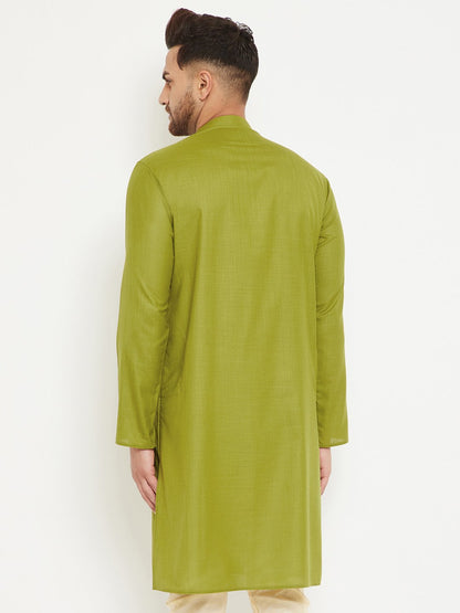 Men's Mehendi Green Cotton Blend Kurta