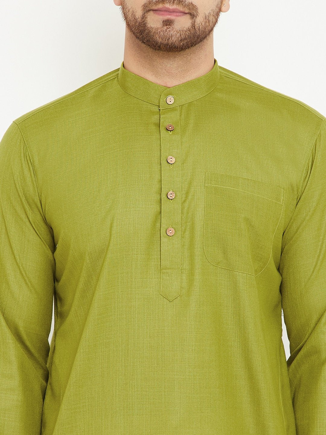 Men's Mehendi Green Cotton Blend Kurta