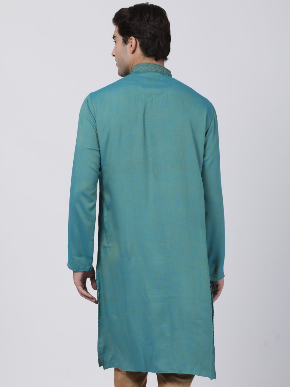 Men's Green Cotton Blend Kurta