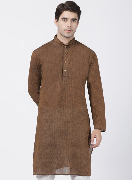 Men's Brown Pure Cotton Kurta