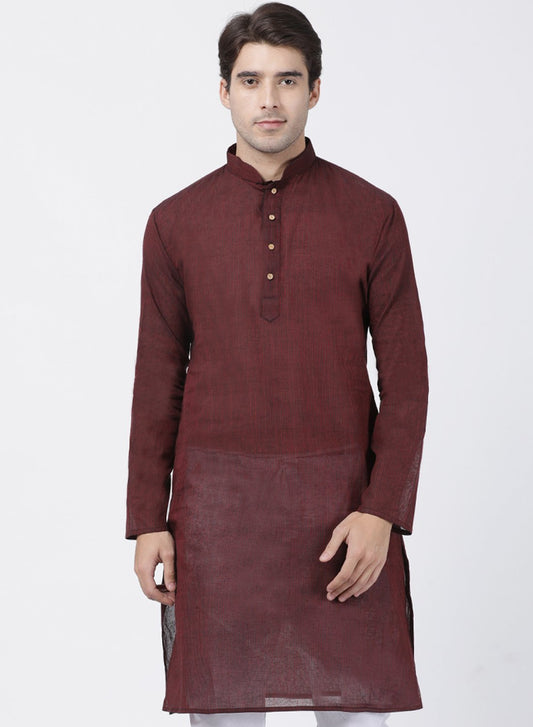 Men's Maroon Pure Cotton Kurta