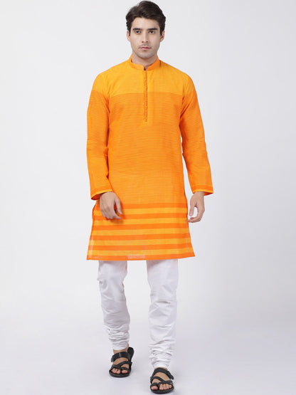 Men's Orange Pure Cotton Kurta