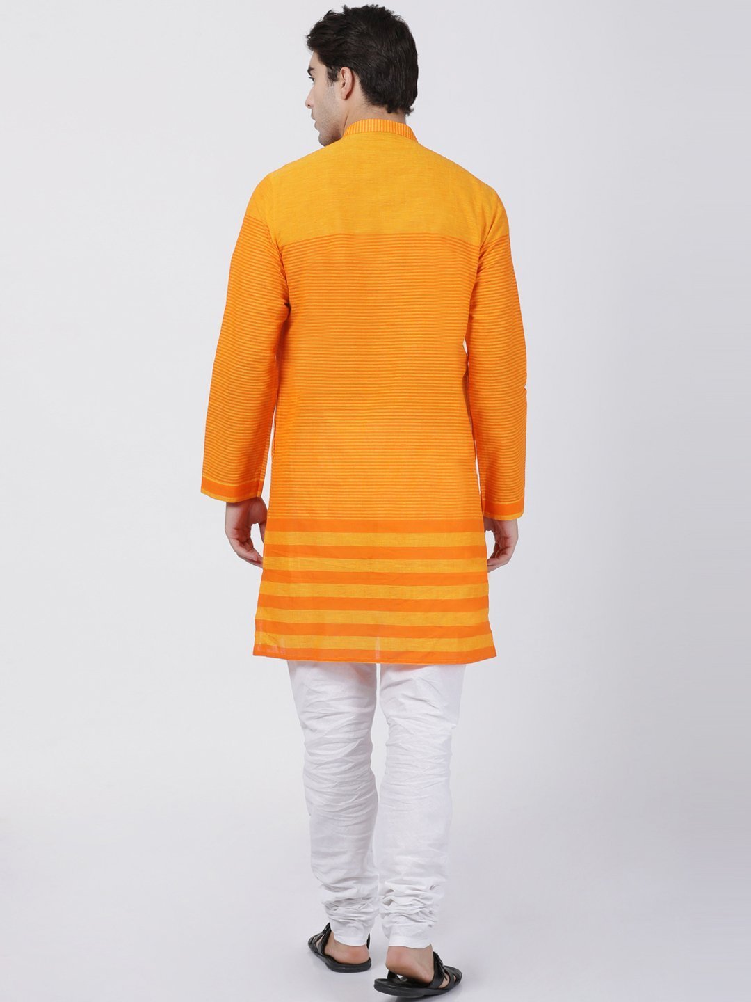 Men's Orange Pure Cotton Kurta and Pyjama Set