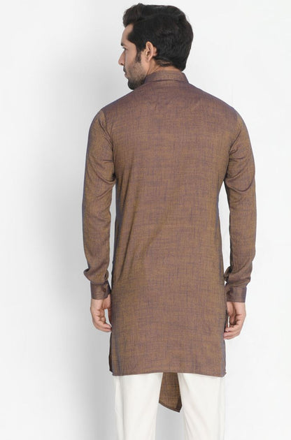 Men's Brown Cotton Blend Kurta