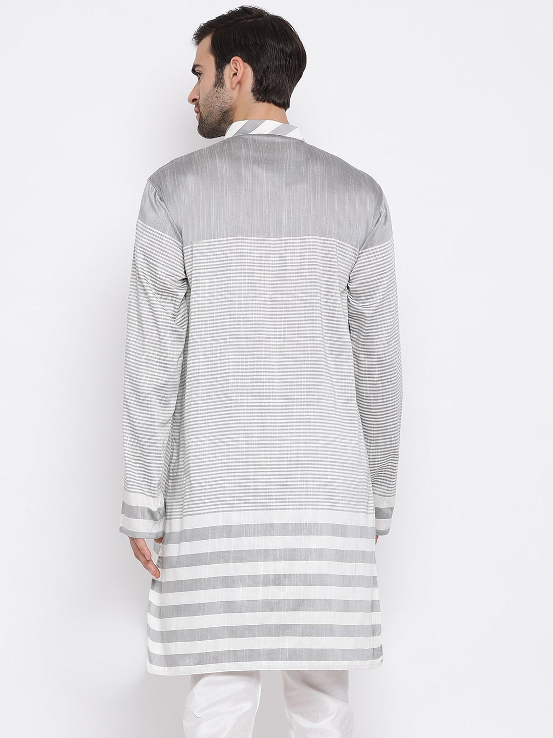 Men's Grey Cotton Blend Kurta