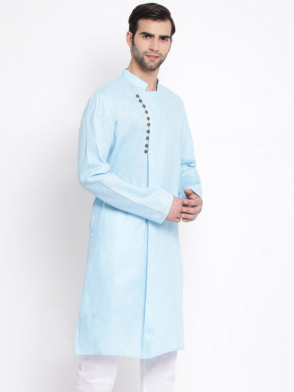 Men's Blue Mix Cotton Kurta