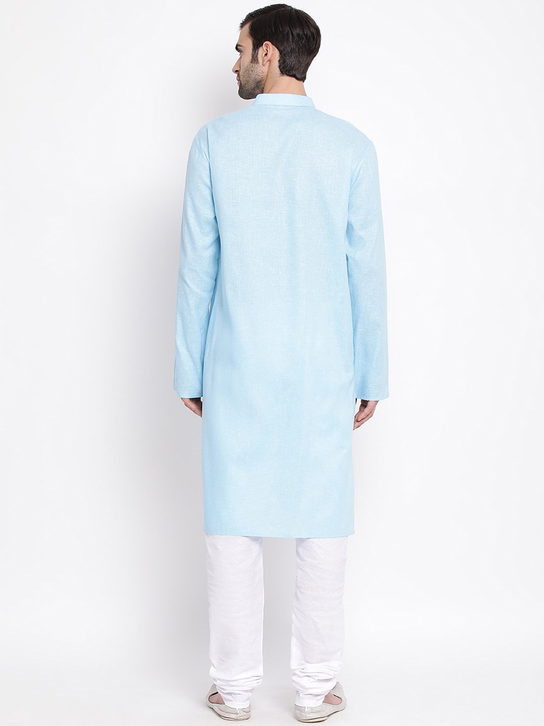 Men's Blue Mix Cotton Kurta and Pyjama Set