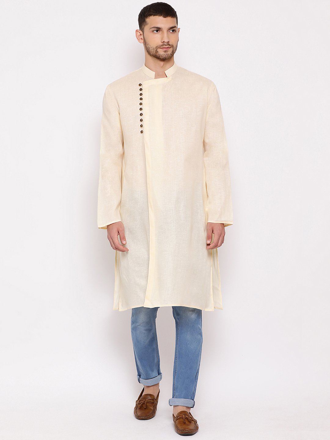 Men's Cream Mix Cotton Kurta