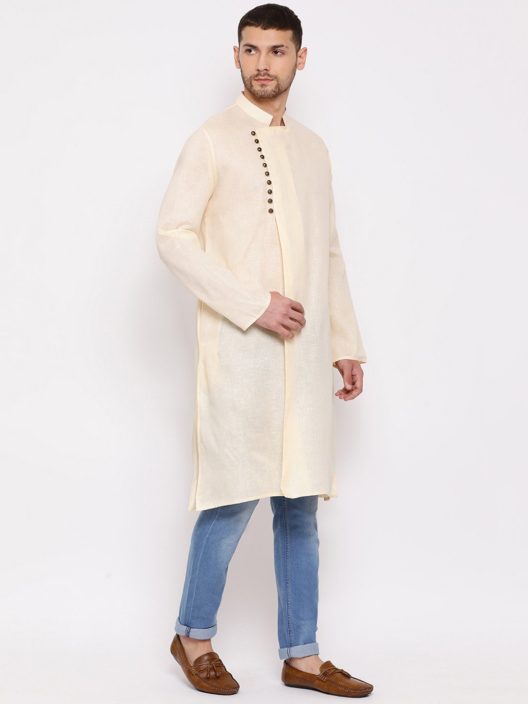 Men's Cream Mix Cotton Kurta