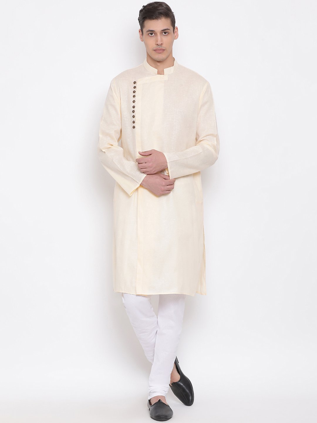 Men's Cream Mix Cotton Kurta and Pyjama Set