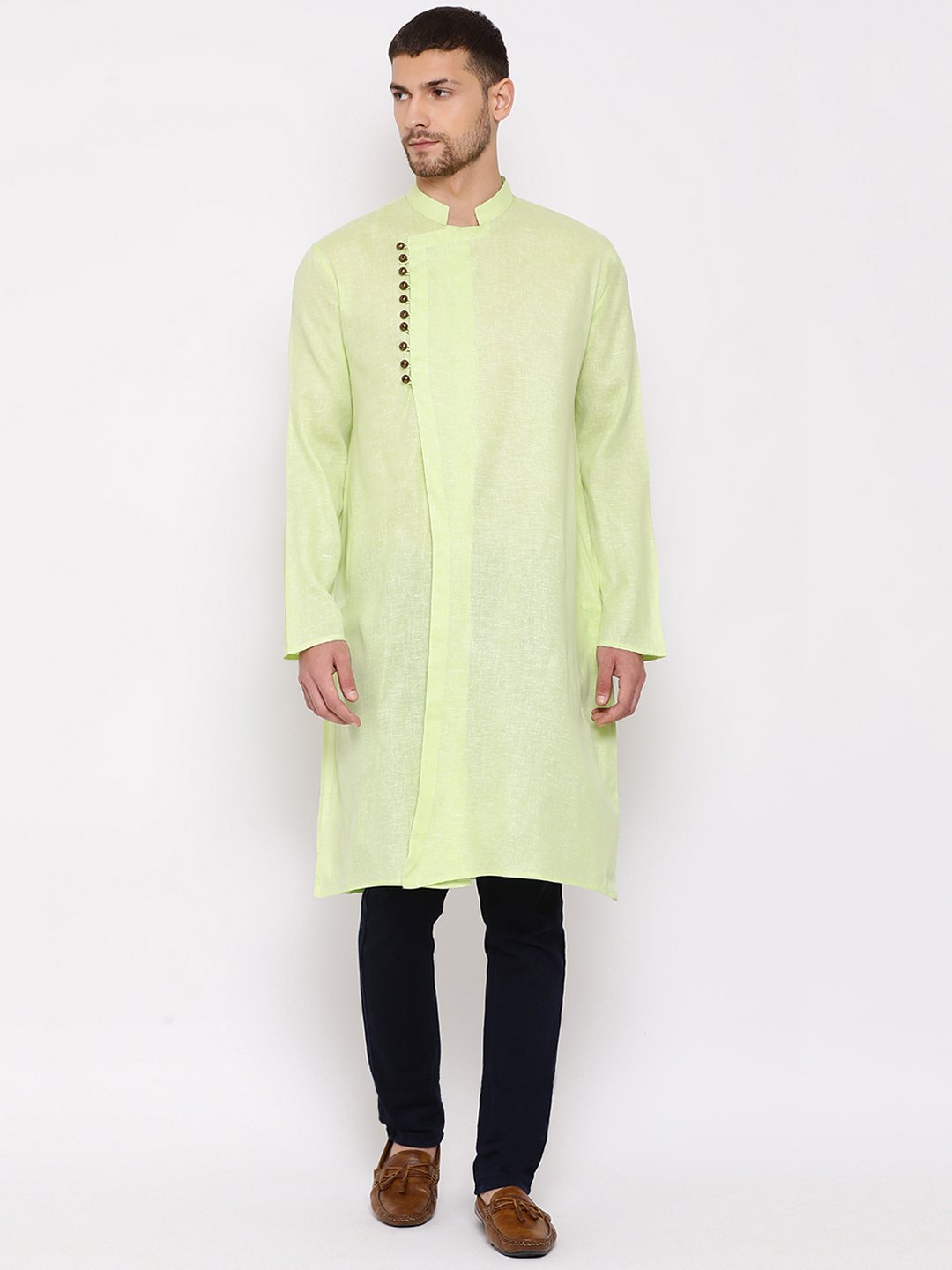 Men's Green Mix Cotton Kurta