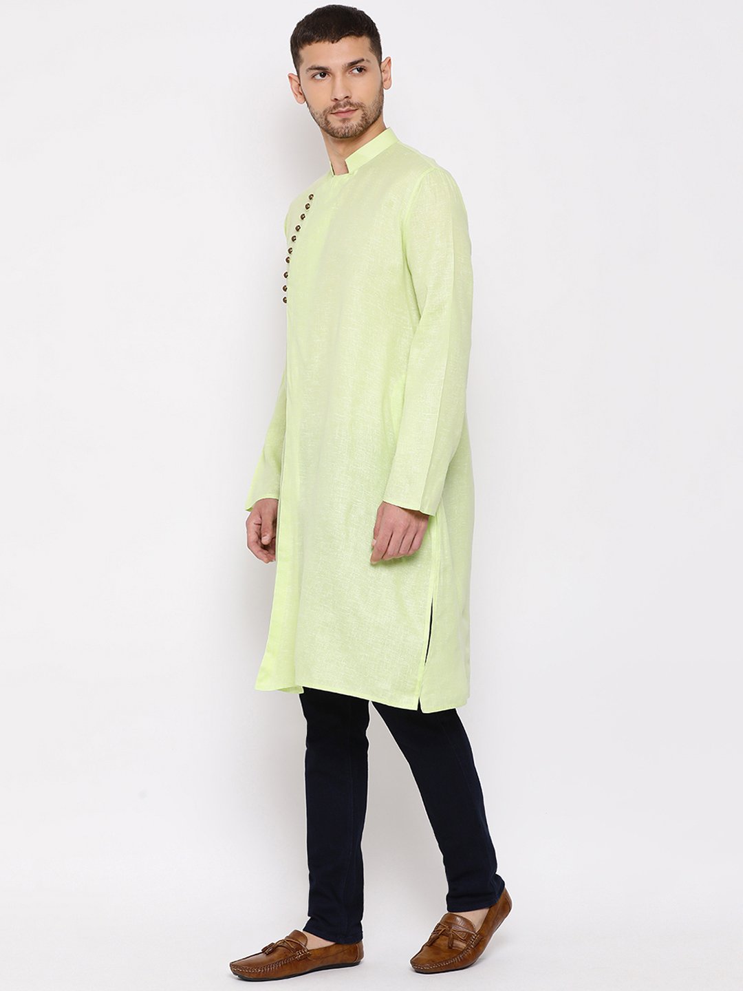 Men's Green Mix Cotton Kurta