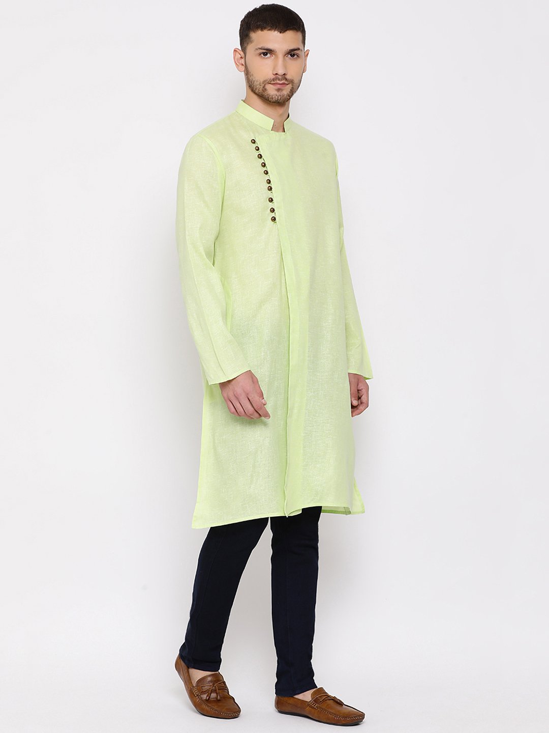 Men's Green Mix Cotton Kurta