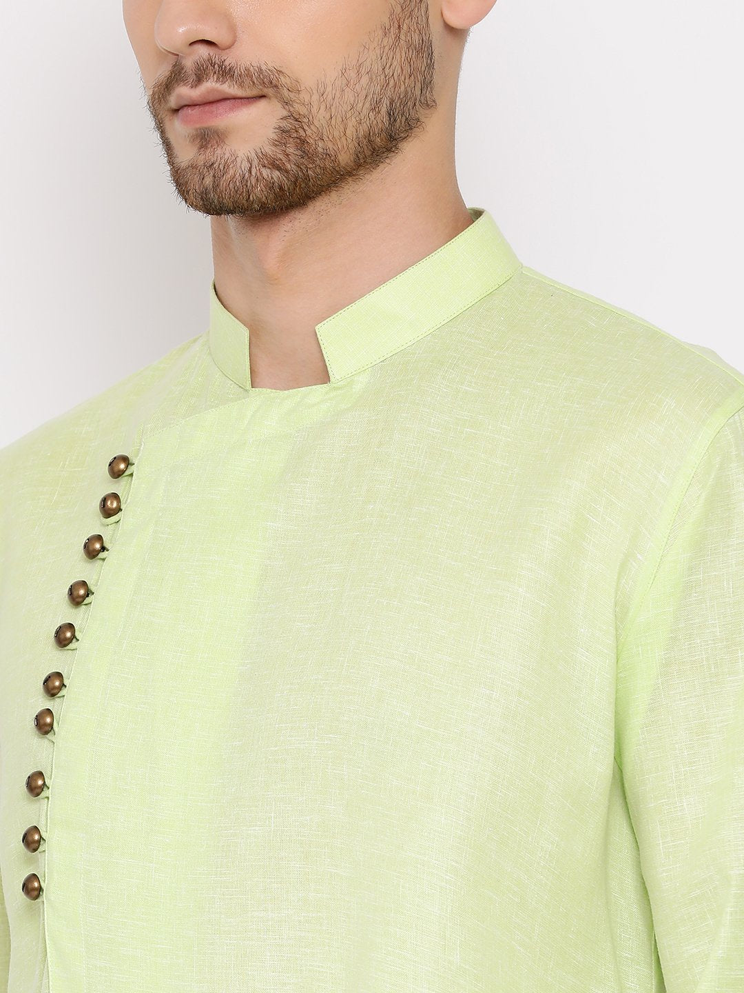 Men's Green Mix Cotton Kurta