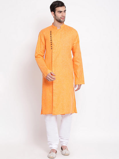 Men's Orange Mix Cotton Kurta