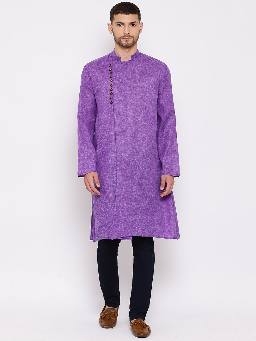 Men's Purple Mix Cotton Kurta