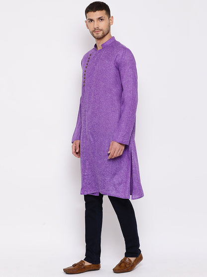 Men's Purple Mix Cotton Kurta