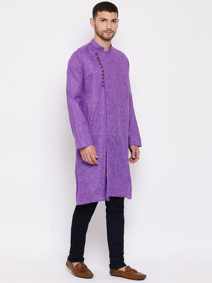 Men's Purple Mix Cotton Kurta