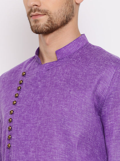 Men's Purple Mix Cotton Kurta