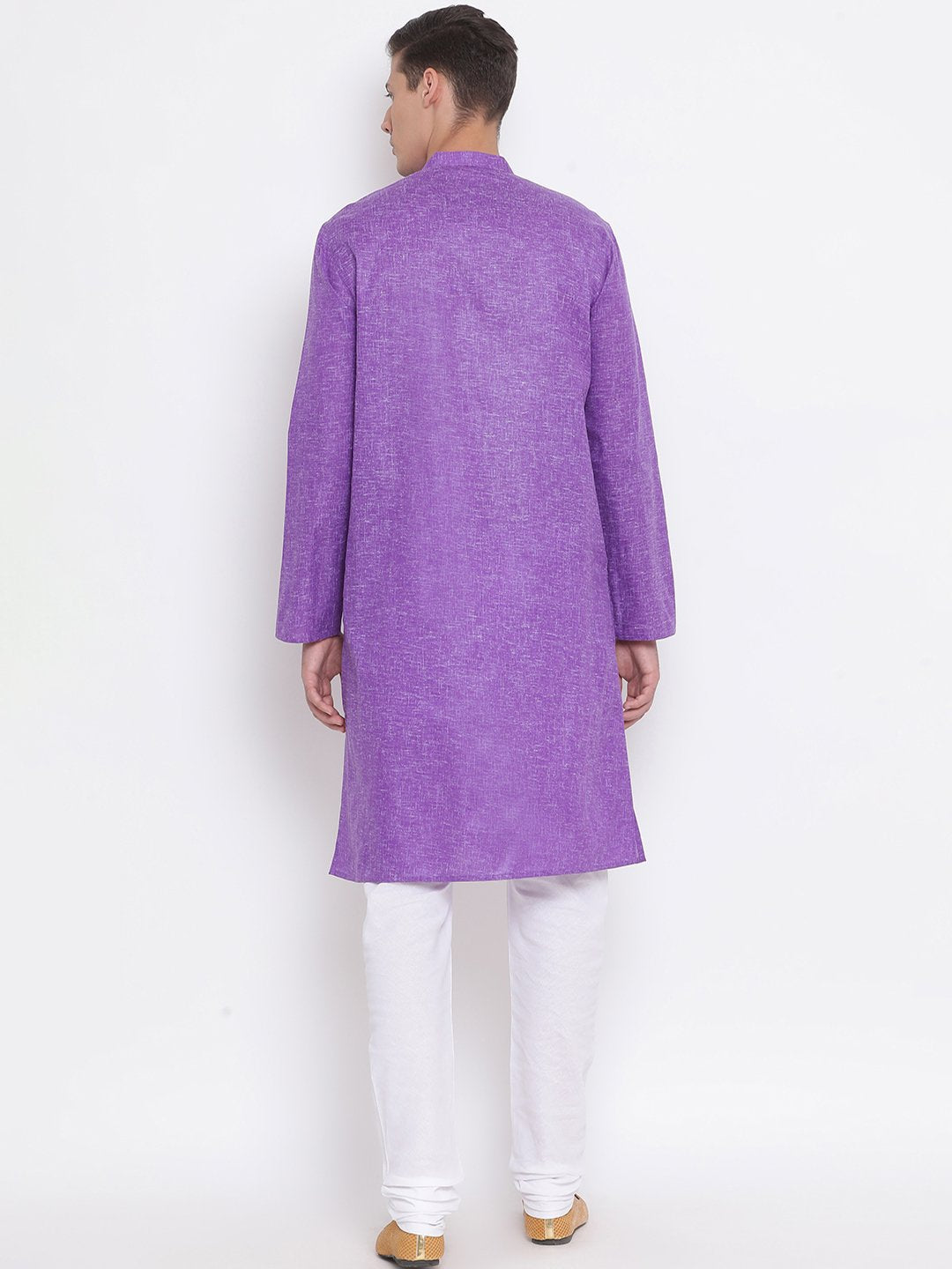 Men's Purple Mix Cotton Kurta and Pyjama Set