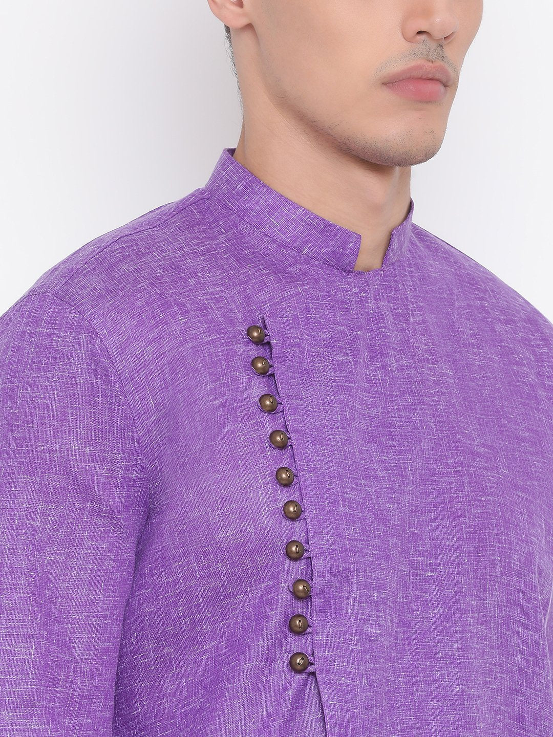 Men's Purple Mix Cotton Kurta and Pyjama Set