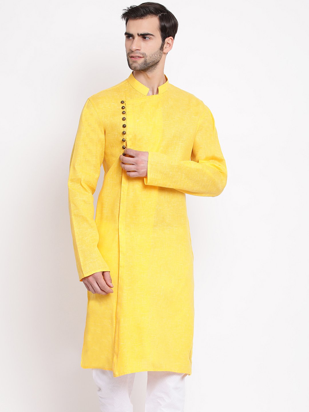 Men's Yellow Mix Cotton Kurta