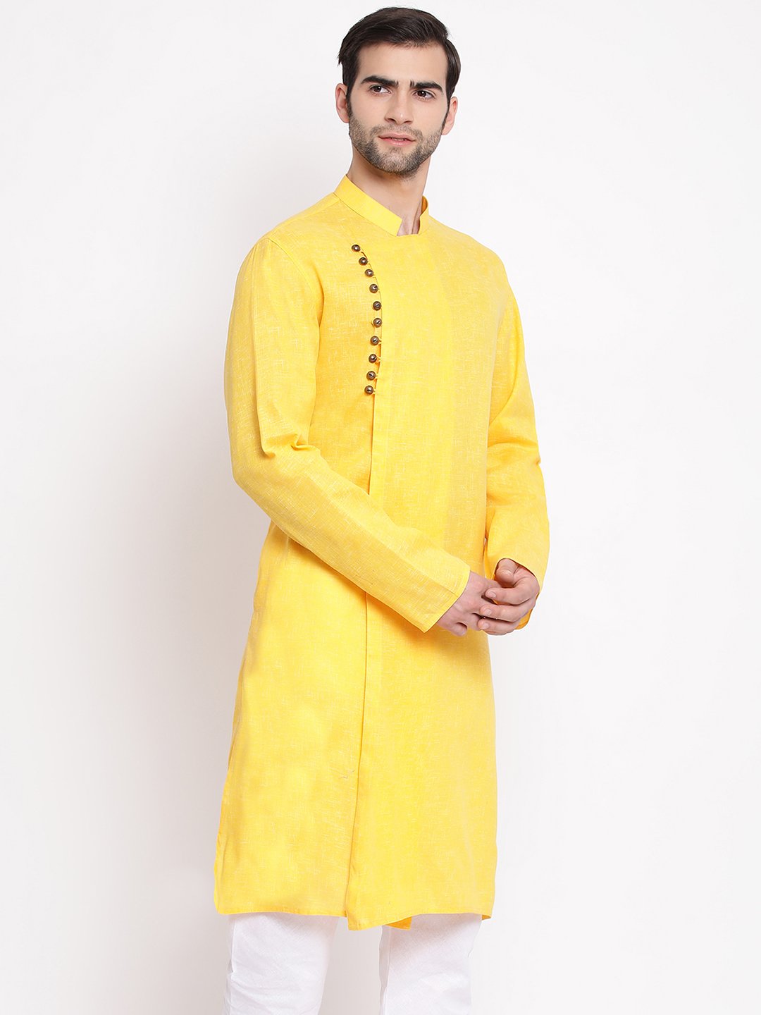 Men's Yellow Mix Cotton Kurta