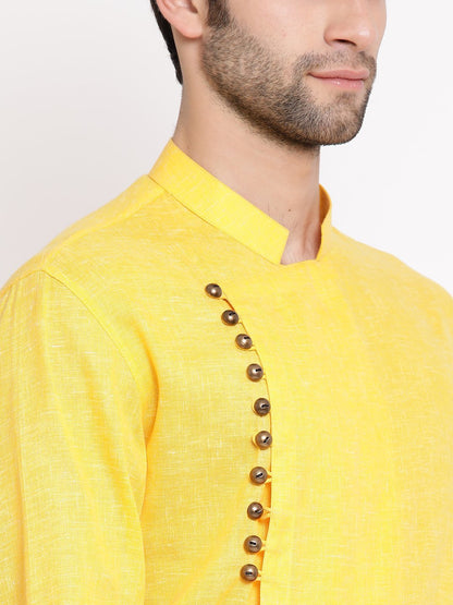 Men's Yellow Mix Cotton Kurta