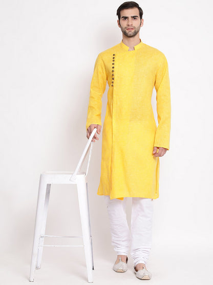 Men's Yellow Mix Cotton Kurta