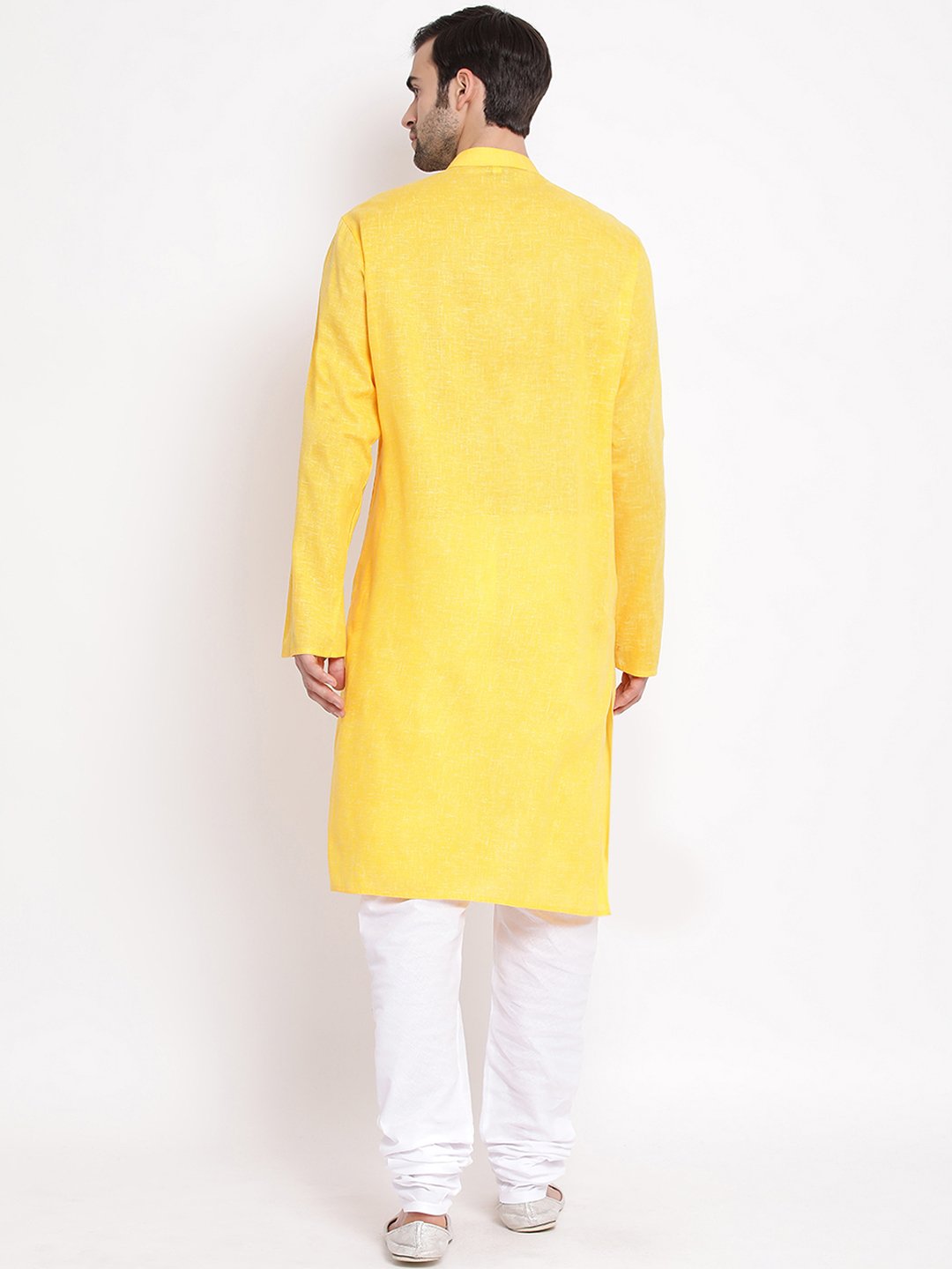 Men's Yellow Mix Cotton Kurta and Pyjama Set