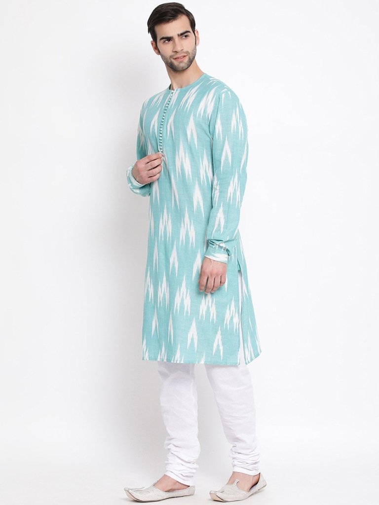 Men's Green Cotton Kurta and Pyjama Set