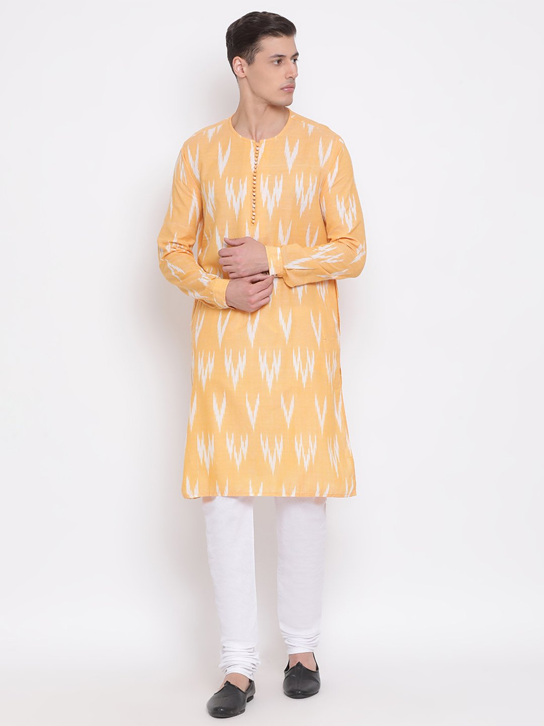 Men's Orange Cotton Kurta and Pyjama Set