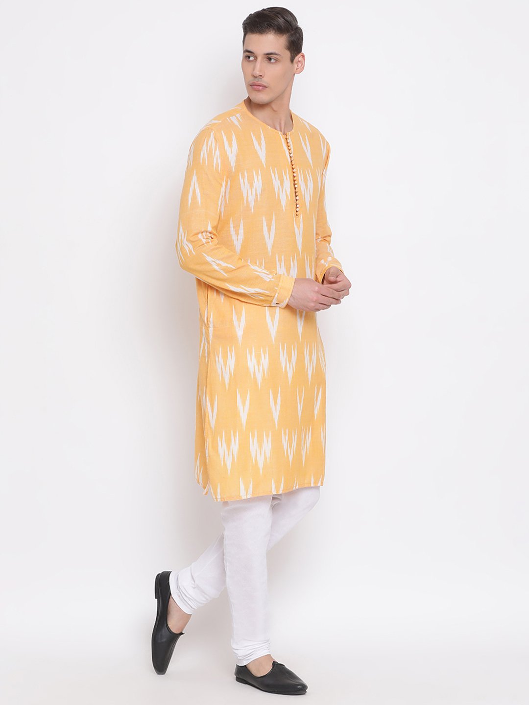 Men's Orange Cotton Kurta and Pyjama Set