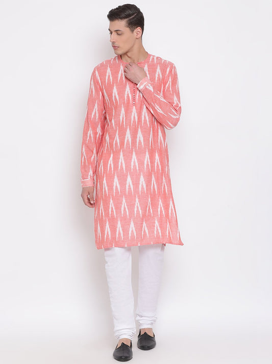 Men's Pink Cotton Kurta and Pyjama Set