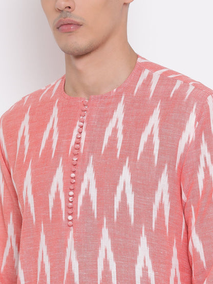 Men's Pink Cotton Kurta and Pyjama Set