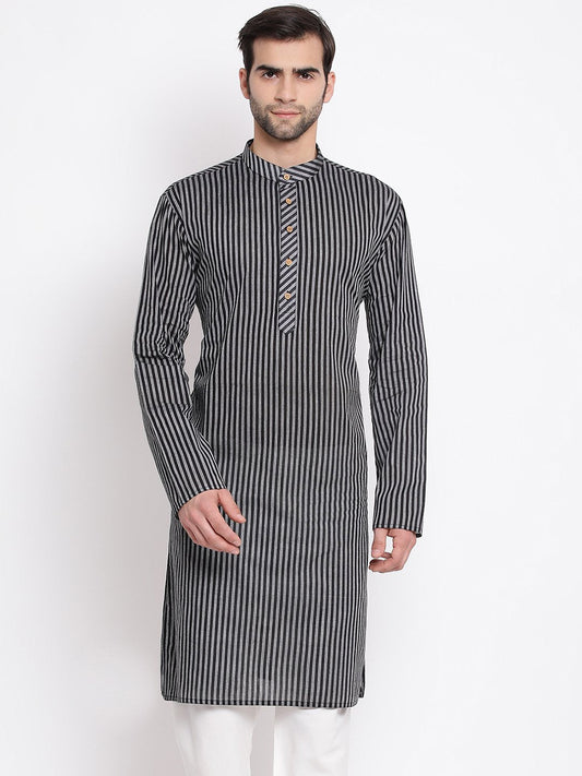 Men's Black Pure Cotton Kurta