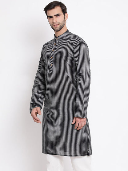 Men's Black Pure Cotton Kurta