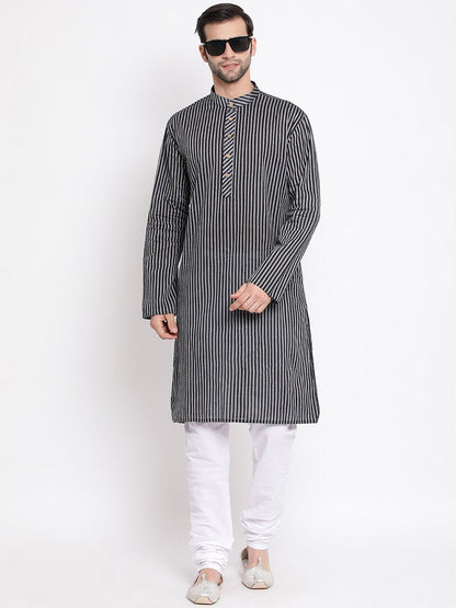 Men's Black Pure Cotton Kurta