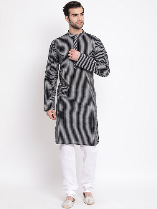 Men's Black Pure Cotton Kurta and Pyjama Set