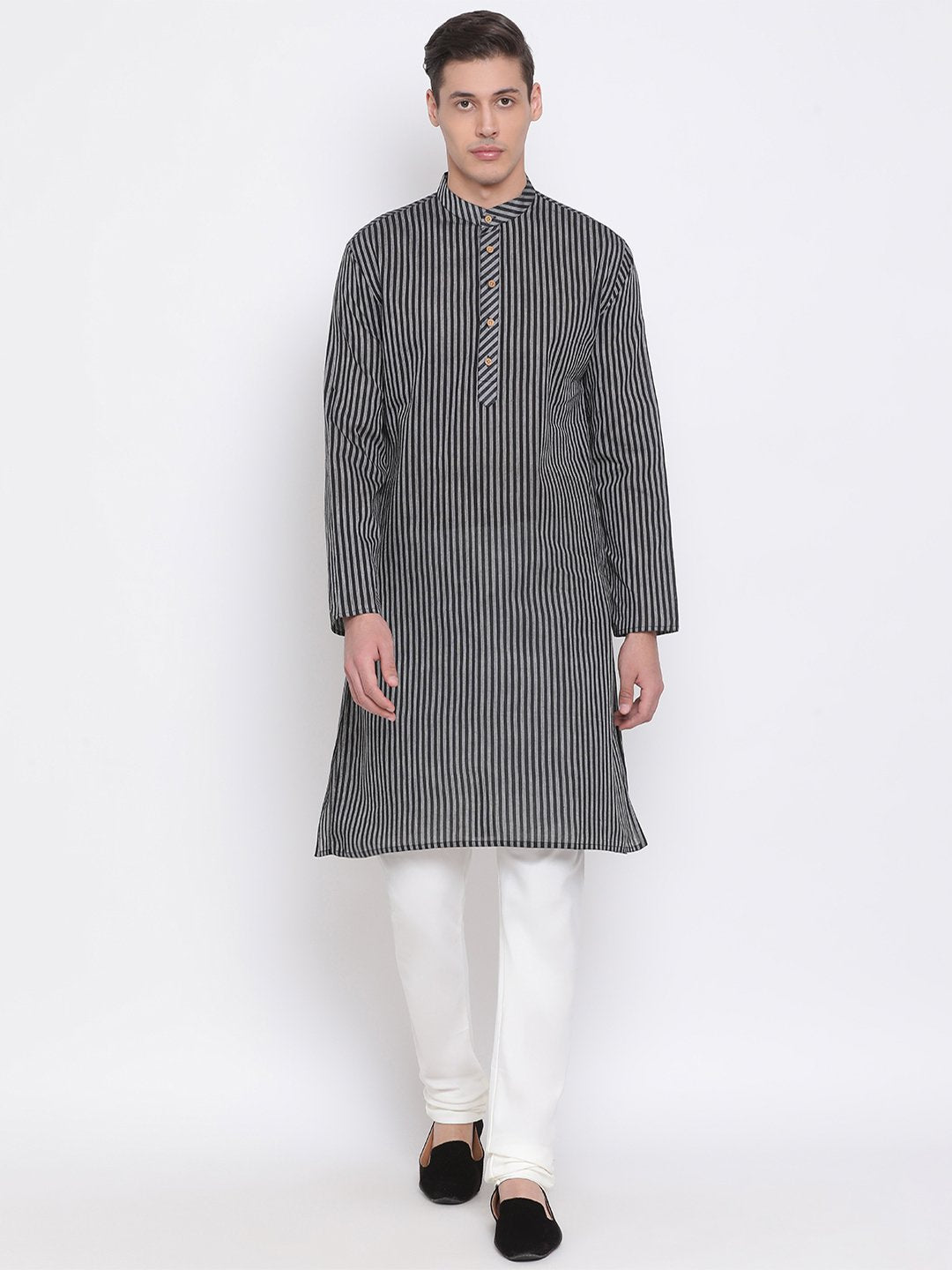 Men's Black Pure Cotton Kurta and Pyjama Set