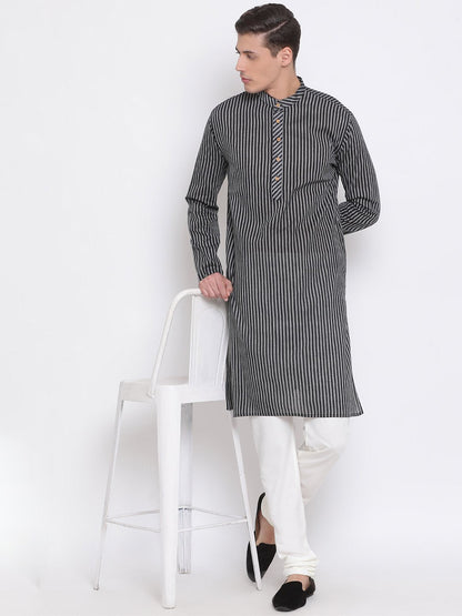 Men's Black Pure Cotton Kurta and Pyjama Set