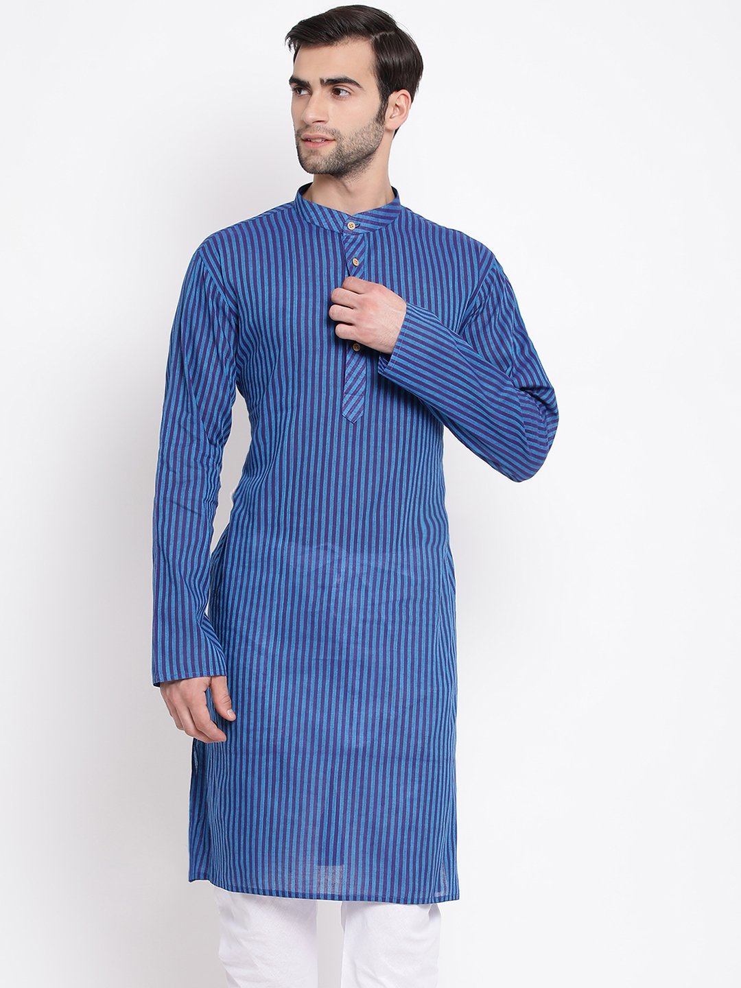 Men's Blue Pure Cotton Kurta