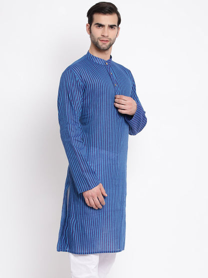 Men's Blue Pure Cotton Kurta