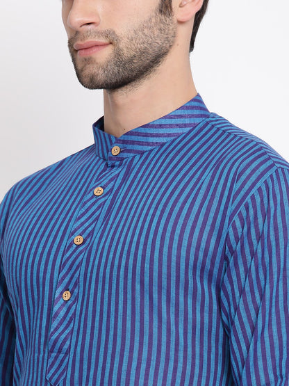 Men's Blue Pure Cotton Kurta