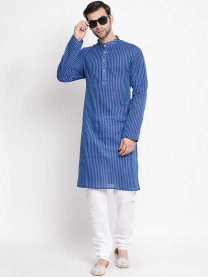 Men's Blue Pure Cotton Kurta