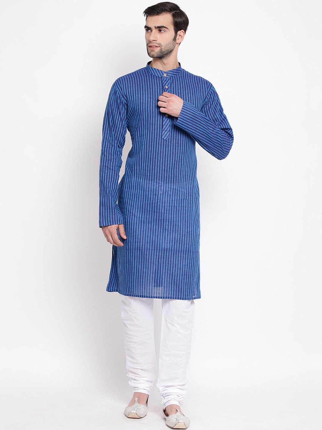 Men's Blue Pure Cotton Kurta and Pyjama Set