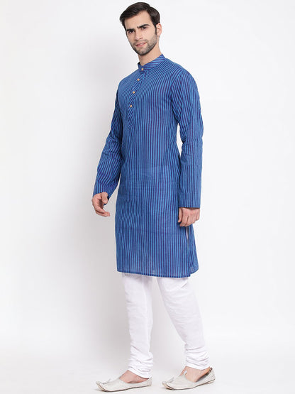 Men's Blue Pure Cotton Kurta and Pyjama Set