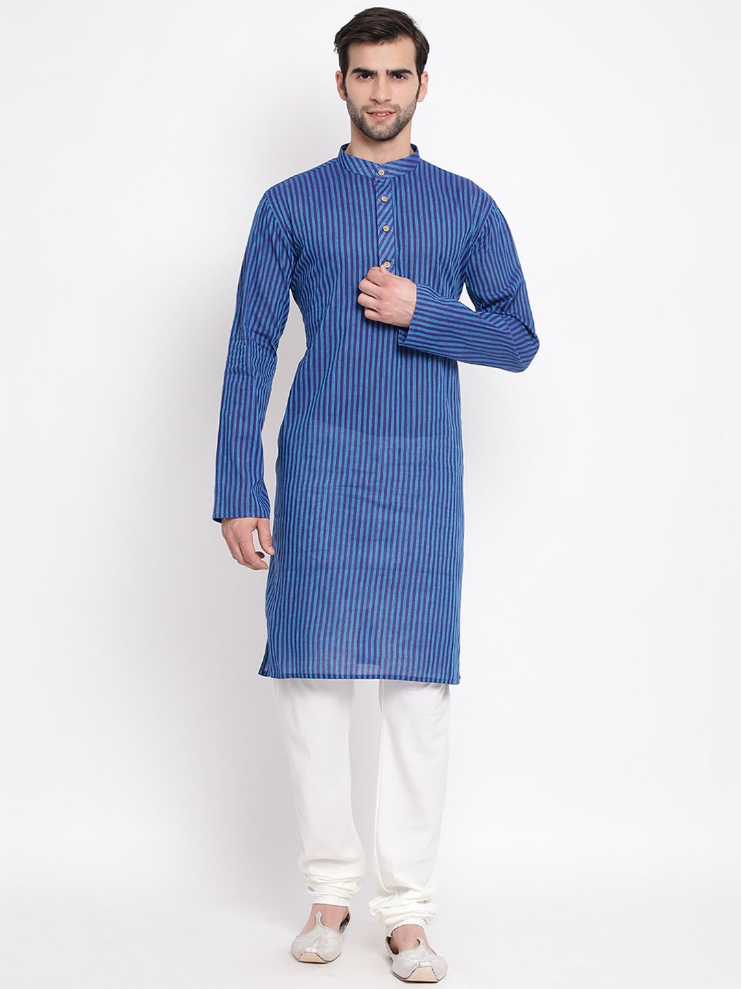 Men's Blue Pure Cotton Kurta and Pyjama Set