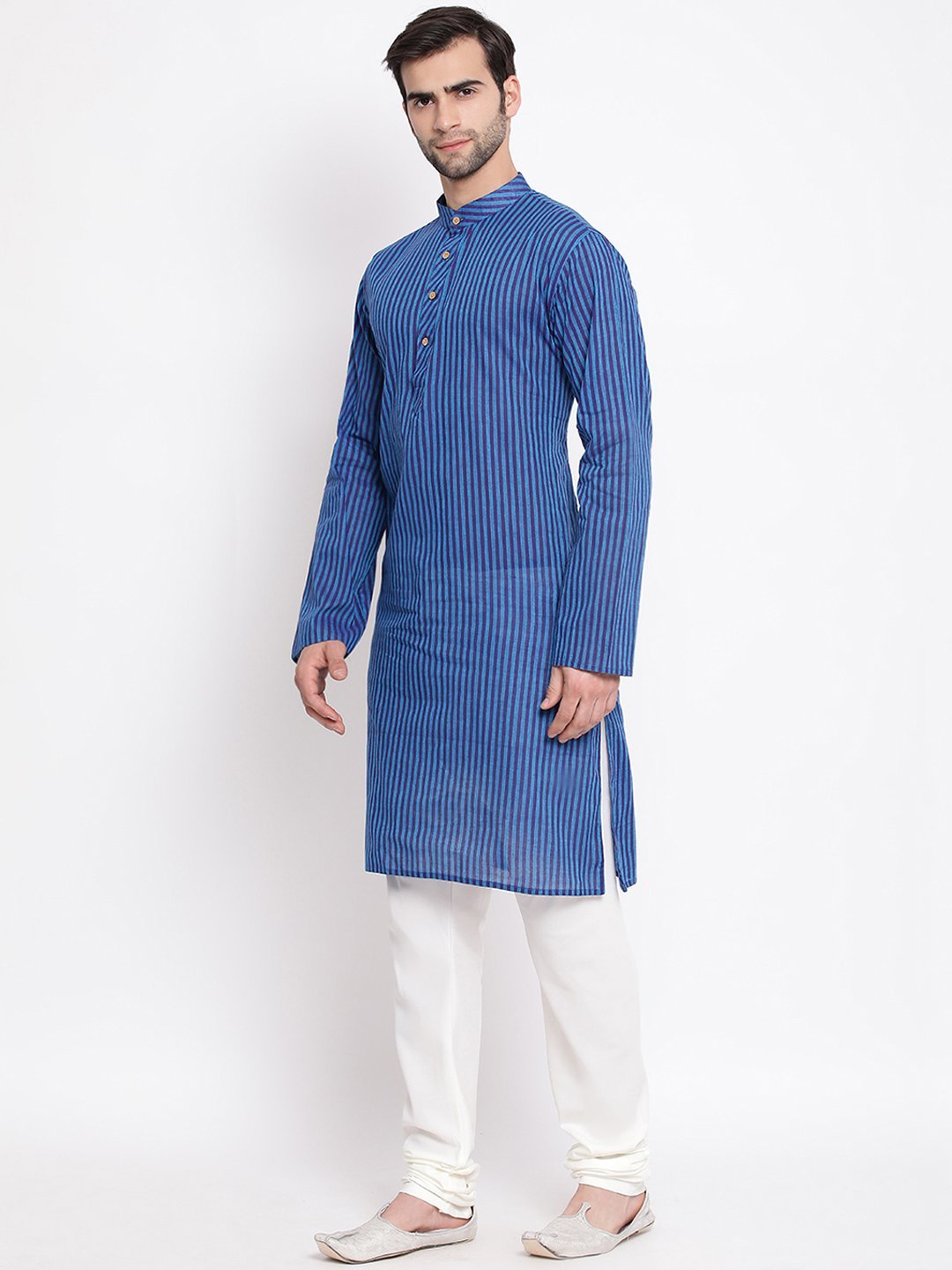 Men's Blue Pure Cotton Kurta and Pyjama Set